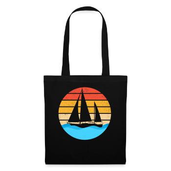 Sailing Sailboat Rétro Vintage - Sac en tissu - noir - Devant