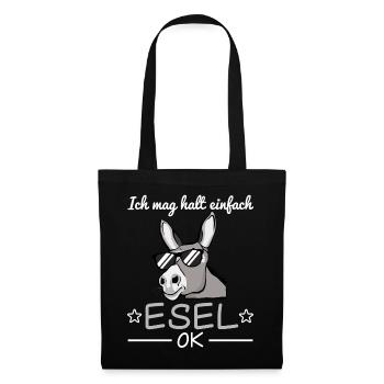 Esel Sonnenbrille Lustiger Spruch Geschenkidee - Stoffbeutel - Schwarz - Vorne