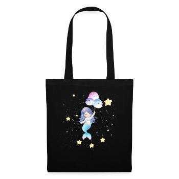 Space Mermaid Floating With Balloons - Tote Bag - black - Front