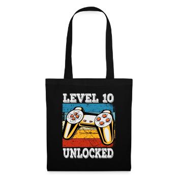 Kids Level 10 Unlocked Birthday Shirt Gamer - Tote Bag - black - Front