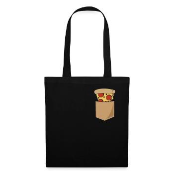 Pizza Dans la poche de poitrine Imprimé Italie Nourriture Cadeau - Sac en tissu - noir - Devant