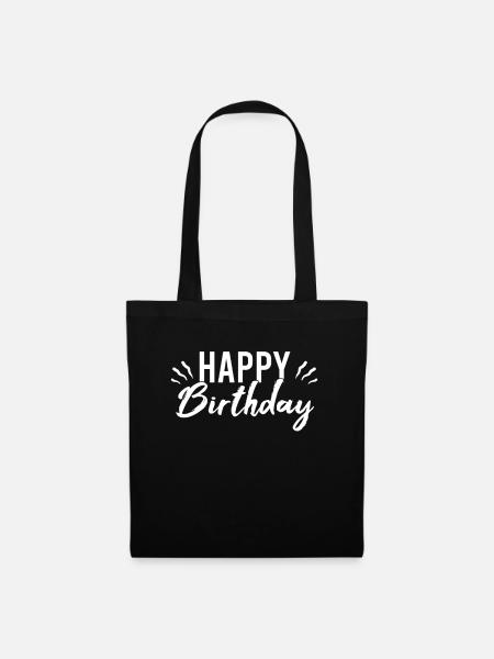 Happy Birthday - Stoffbeutel - Schwarz