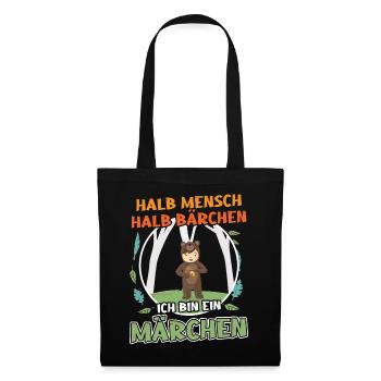 Süßer Teddybär - Halb Mensch Halb Bärchen - Stoffbeutel - Schwarz - Vorne