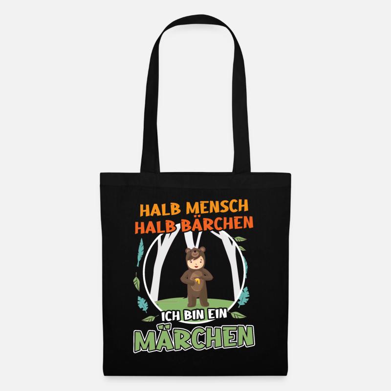 Süßer Teddybär - Halb Mensch Halb Bärchen - Stoffbeutel - Schwarz