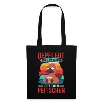 Gepflegt einen in die Kiemen peitschen Biertrinker - Stoffbeutel - Schwarz - Vorne