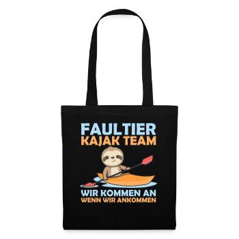 Faultier Kajak Team lustige Faultiere paddeln - Stoffbeutel - Schwarz - Vorne