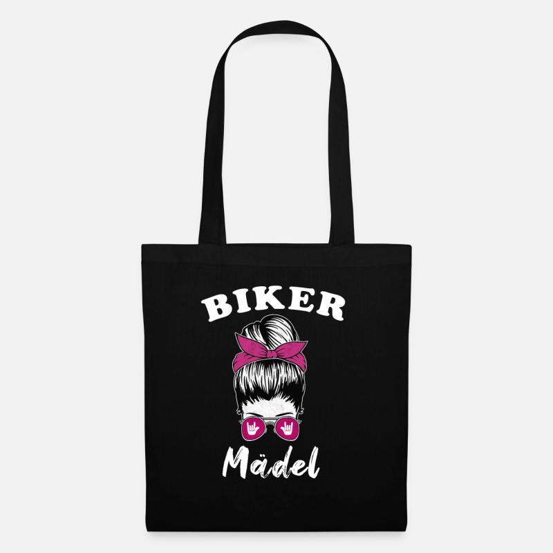 Biker Mädel Lady Motorrad Bikerin - Stoffbeutel - Schwarz