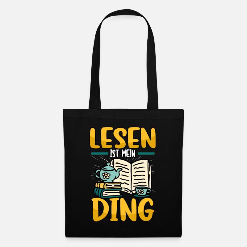 Buch Bücher Bibliothek Lesen ist mein Ding - Stoffbeutel - Schwarz