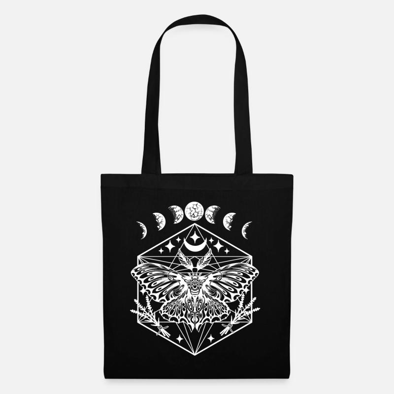 Motte mit Mondphasen Tarot Fantasy Geschenk - Stoffbeutel - Schwarz