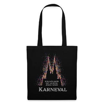 Kölner Dom Karneval Fasching Konfetti Geschenk - Stoffbeutel - Schwarz - Vorne