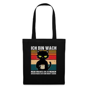 Morgenmuffel Katze - Stoffbeutel - Schwarz - Vorne