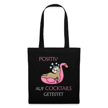Positiv auf COCKTAILS getestet - Lustiges Faultier - Stoffbeutel - Schwarz - Vorne