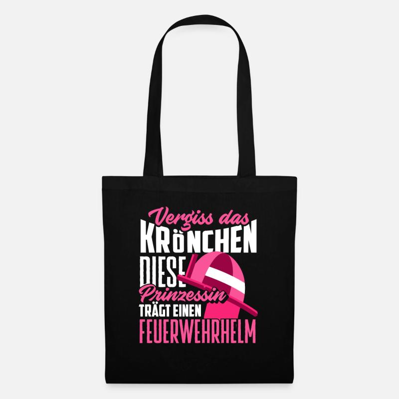 Mädchen Feuerwehrhelm Feuerwehr - Stoffbeutel - Schwarz