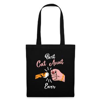 Best Cat Aunt Ever Tante mit Katze Faust - Stoffbeutel - Schwarz - Vorne