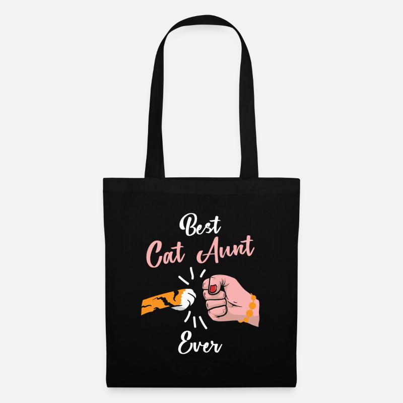 Best Cat Aunt Ever Tante mit Katze Faust - Stoffbeutel - Schwarz