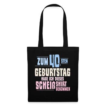 40. Geburtstag - Stoffbeutel - Schwarz - Vorne