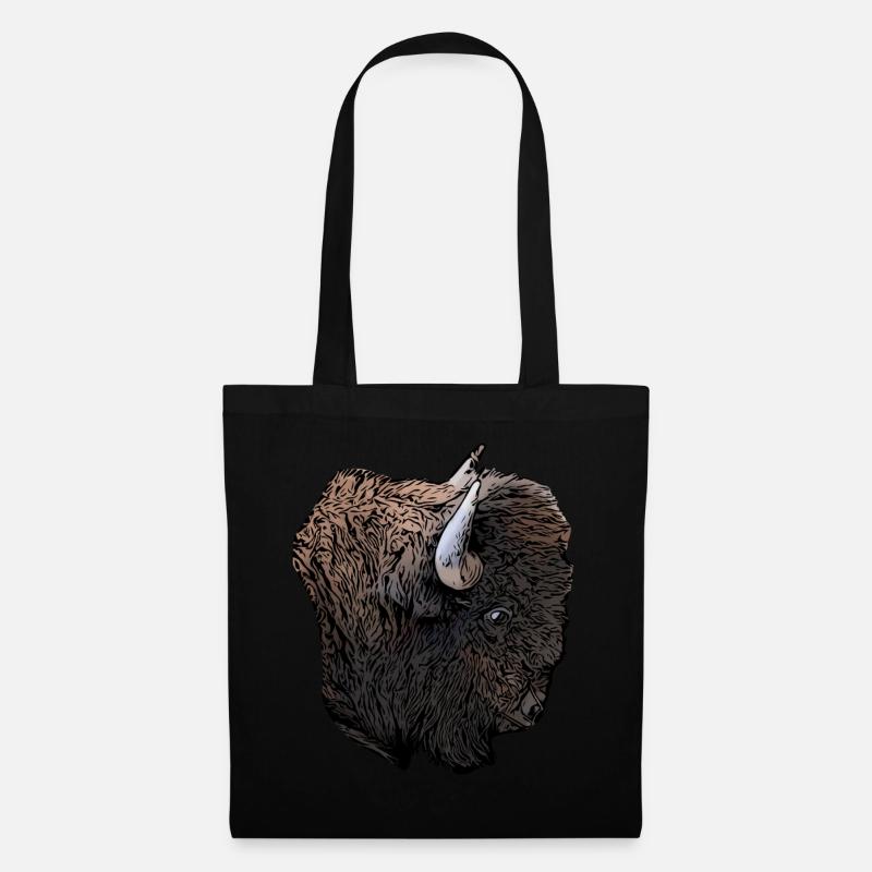 Amerikanischer Bison - Stoffbeutel - Schwarz