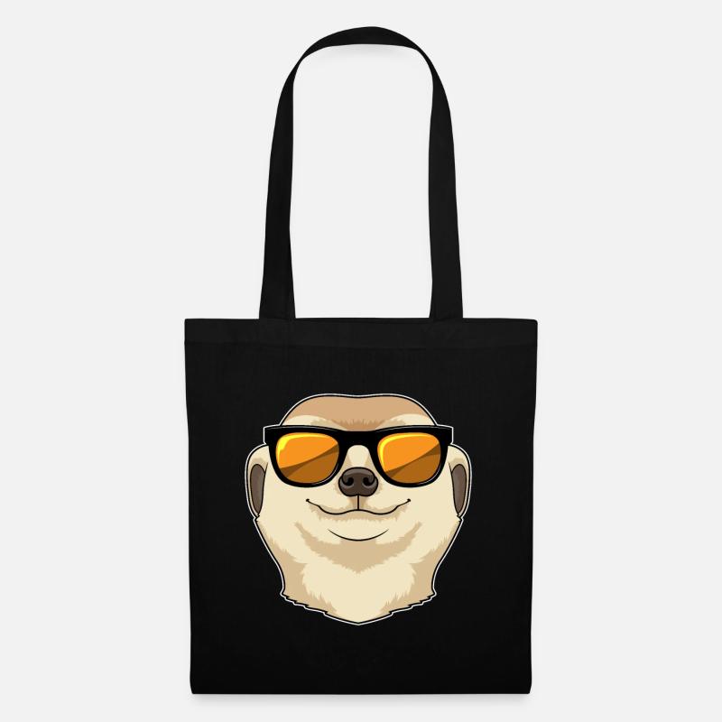 Erdmännchen mit Sonnenbrille - Stoffbeutel - Schwarz