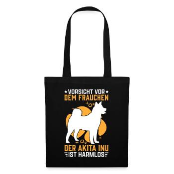 Akita Inu Frauchen japanischer Hund Besitzerin - Stoffbeutel - Schwarz - Vorne