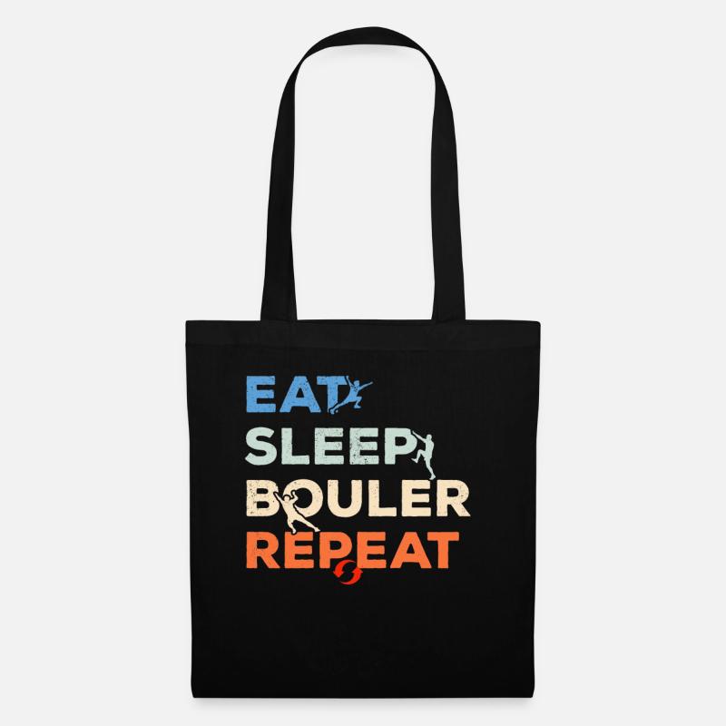 Eat Sleep Boulder Repeat Bouldern Berg Klettern - Stoffbeutel - Schwarz