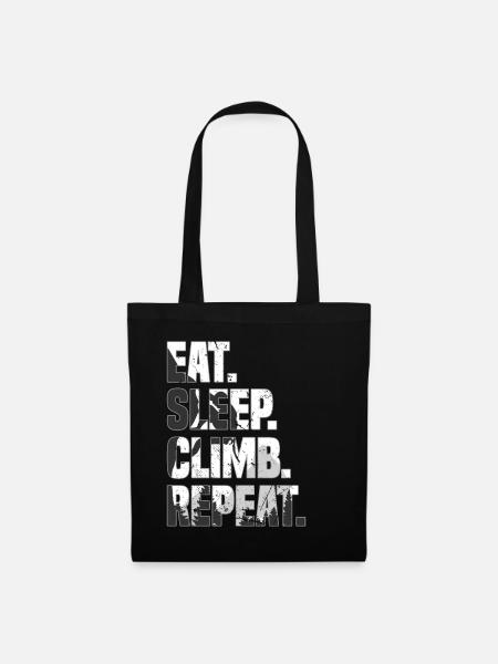 Eat Sleep Climb Repeat Berg Klettern Bouldering - Stoffbeutel - Schwarz