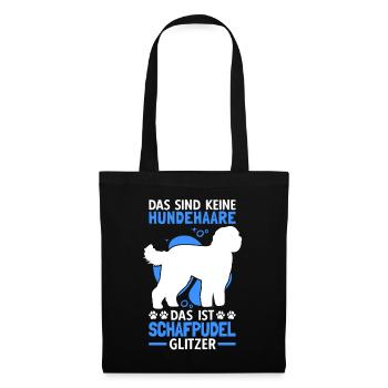 Das ist Schafpudel Glitzer altdeutscher Hütepudel - Stoffbeutel - Schwarz - Vorne