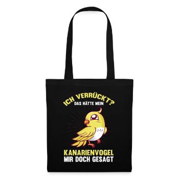 Vogel Verrückter Kanarienvogel - Stoffbeutel - Schwarz - Vorne