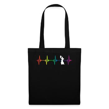 Flamenco Rainbow Heartbeat - Stoffbeutel - Schwarz - Vorne