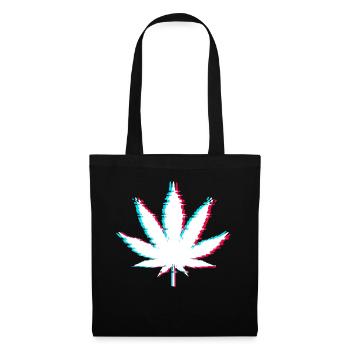 Ästhetisches Vaporwave Marihuana Blatt mit Glitch - Stoffbeutel - Schwarz - Vorne