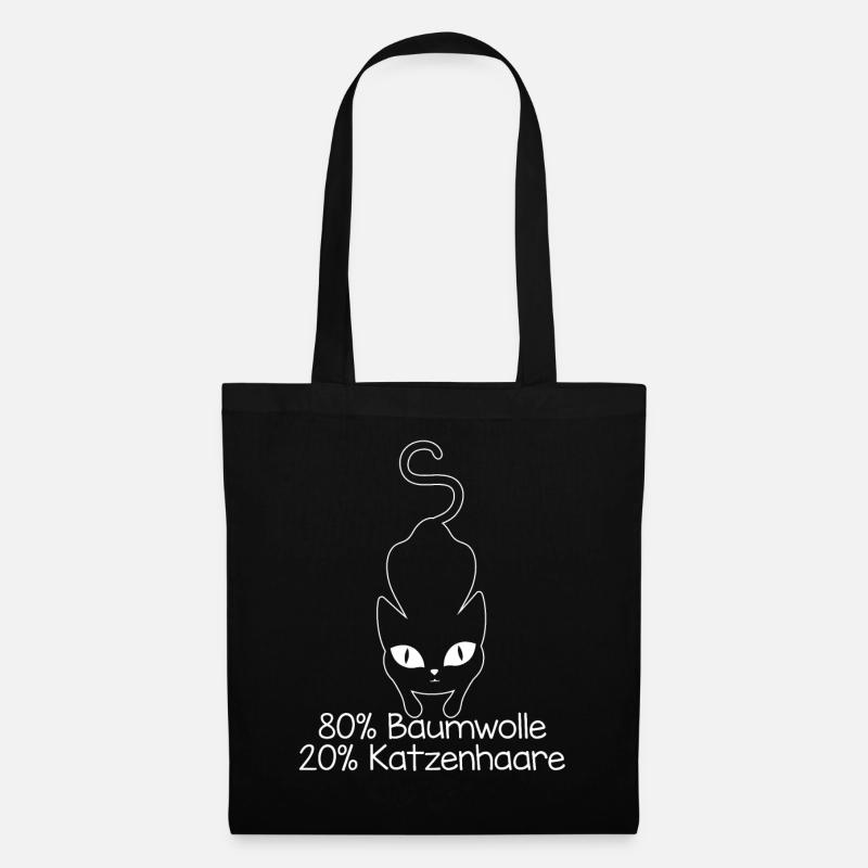 Baumwolle Katzenhaare Spuren Katze Cat Sprüche - Stoffbeutel - Schwarz