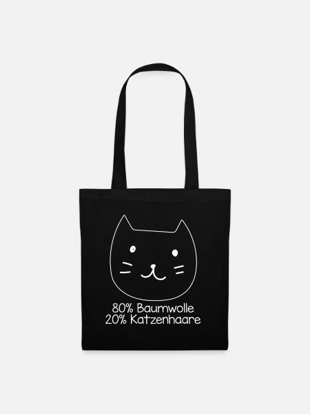 Baumwolle Katzenhaare Spuren Katze Cat Sprüche - Stoffbeutel - Schwarz