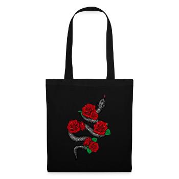 Aesthetic Soft Grunge Snake With Red Roses graphic - Tote Bag - black - Front