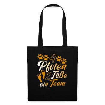 4 Pfoten 2 Füße Ein Team Hundeliebhaber Geschenk - Stoffbeutel - Schwarz - Vorne