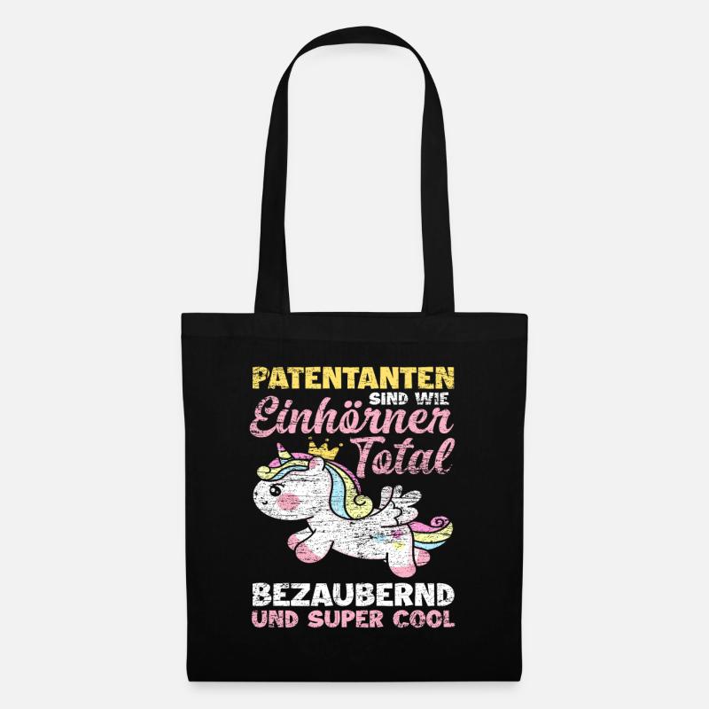Patentante Einhorn Geschenk - Stoffbeutel - Schwarz