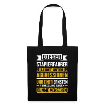 Staplerfahrer Gabelstapler Lagerist - Stoffbeutel - Schwarz - Vorne