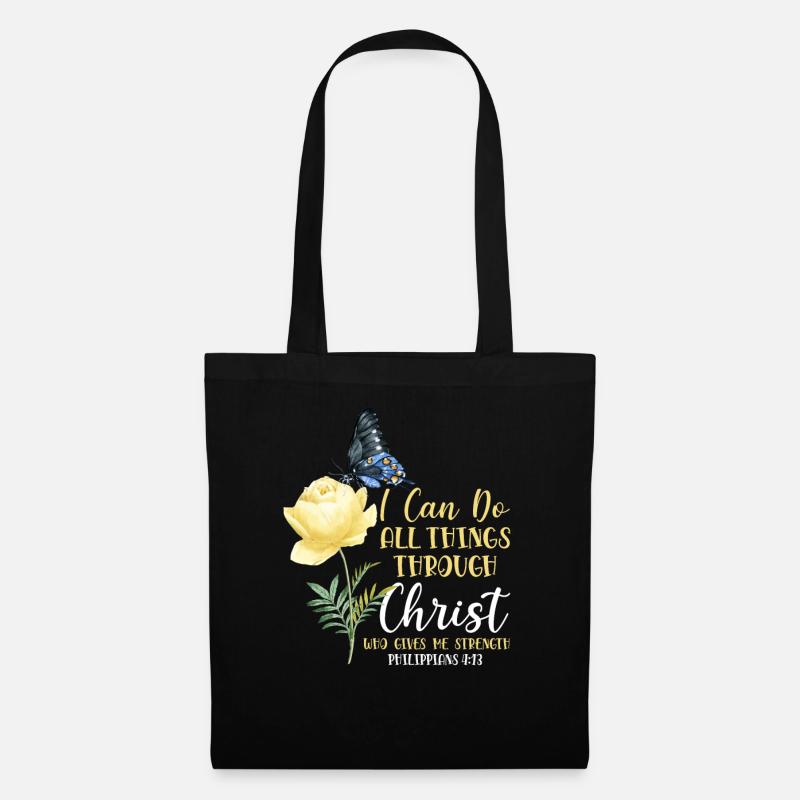 Christian Bible Verse Butterfly - Stoffbeutel - Schwarz