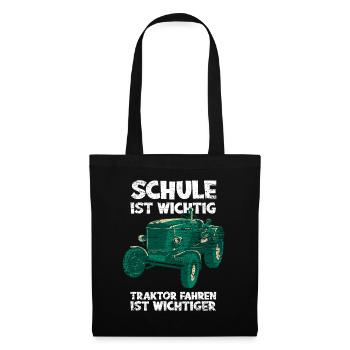 Traktor Schule - Stoffbeutel - Schwarz - Vorne