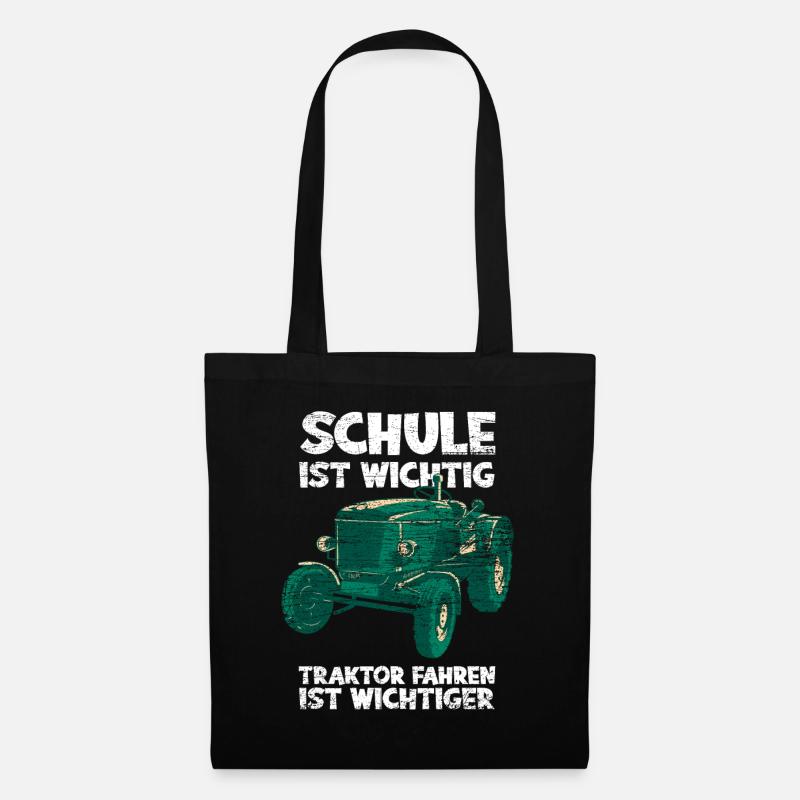 Traktor Schule - Stoffbeutel - Schwarz
