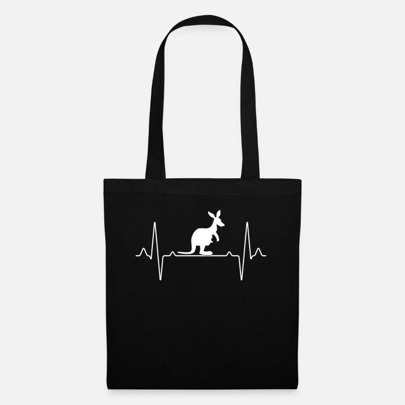 Kangaroo Australien Herzschlag - Stoffbeutel - Schwarz
