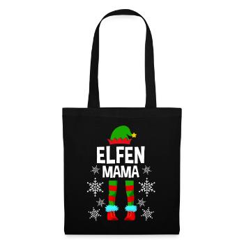 Elfen Mama Elfe Partnerlook Weihnachten Weihnachts - Stoffbeutel - Schwarz - Vorne