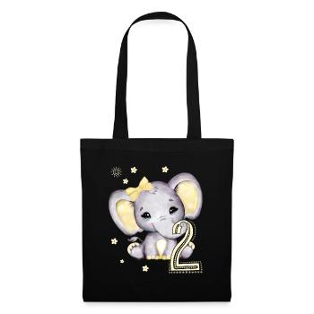 Kids 2nd Birthday Elephant Girl - Tote Bag - black - Front