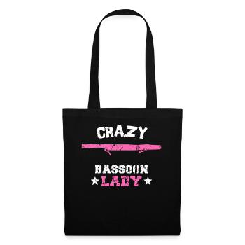 Fagott Musikerin Spielerin crazy bassoon lady - Stoffbeutel - Schwarz - Vorne