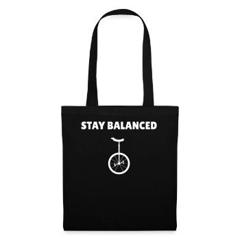 Einrad Stay Balanced Balancieren Unicycle Geschenk - Stoffbeutel - Schwarz - Vorne