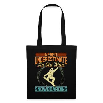 Retro Never Underestimate an old man Snowboarding - Stoffbeutel - Schwarz - Vorne