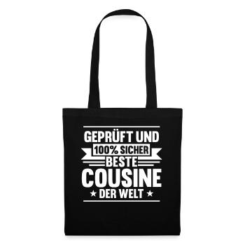 Beste Cousine - Stoffbeutel - Schwarz - Vorne