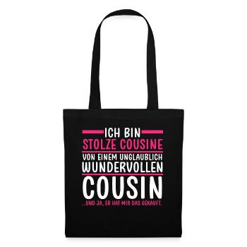 Cousine und Cousin - Stoffbeutel - Schwarz - Vorne