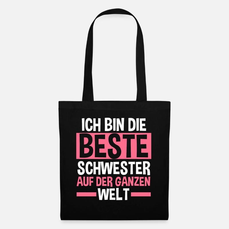 Beste Schwester - Stoffbeutel - Schwarz