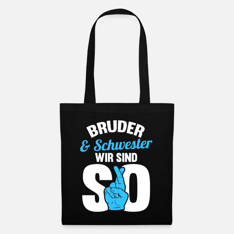 Bruder und Schwester - Stoffbeutel - Schwarz