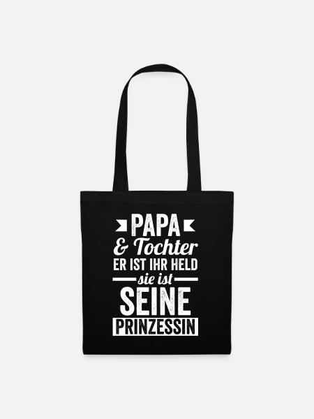 Papa und Tochter - Stoffbeutel - Schwarz