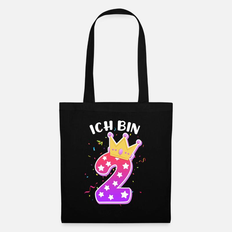 Ich bin 2 Jahre 2. Geburtstag Mädchen - Stoffbeutel - Schwarz